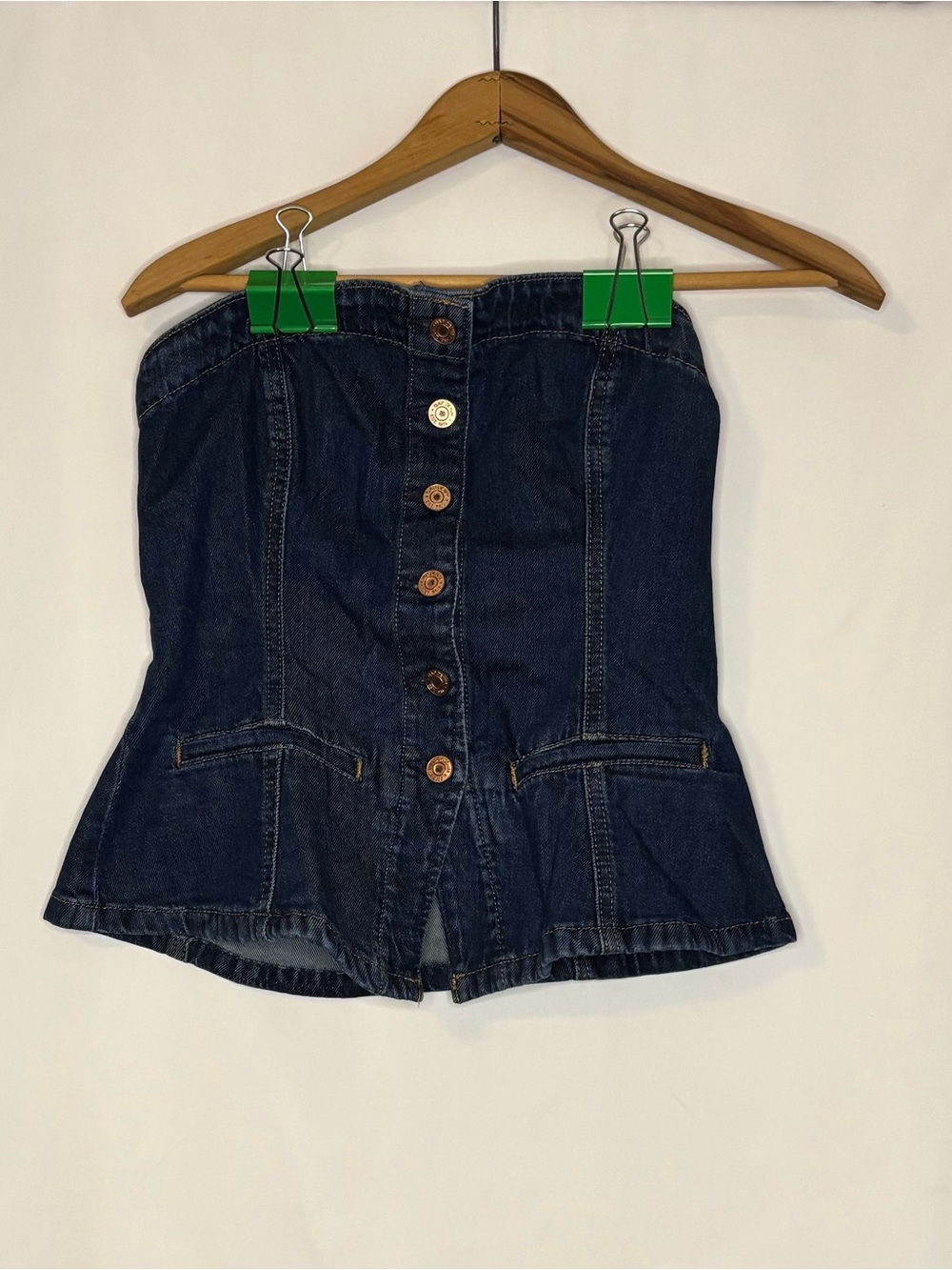 GAP Dark Blue Denim Strapless Button-Front Tunic